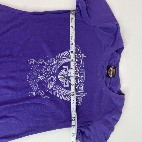 Harley Davidson Women’s V Neck T Shirt Small, Purple Sturgis SD Eagle 82nd Anniv - Picture 6 of 7